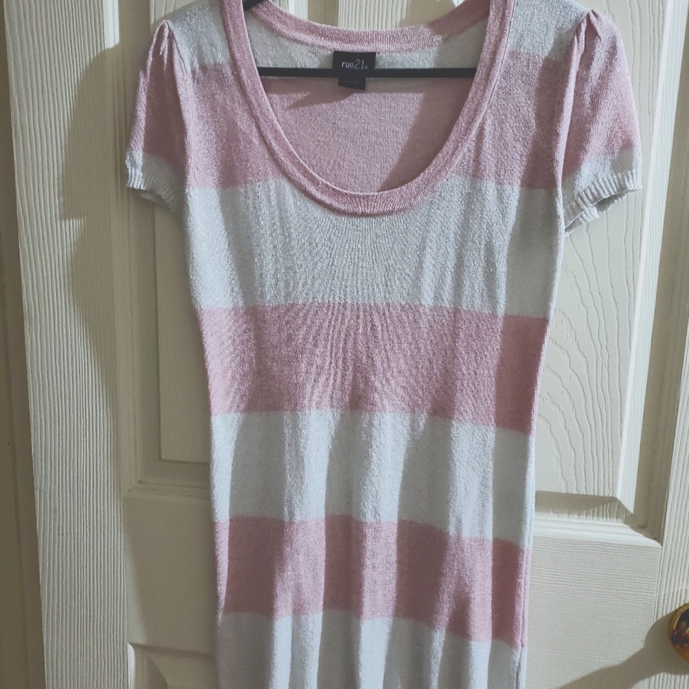 Sparkly Silver & Pink Top